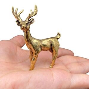 Brass Elk Totem Figurine Spirit Animal Deer Desk Decor Wilderness Symbol Gift